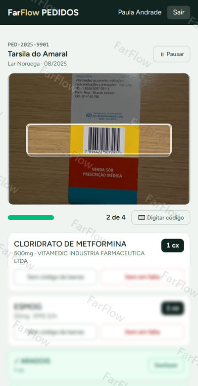 Picking no app, com leitura de código de barras